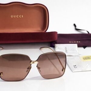 Gucci Women's Gold and Brown Sunglasses